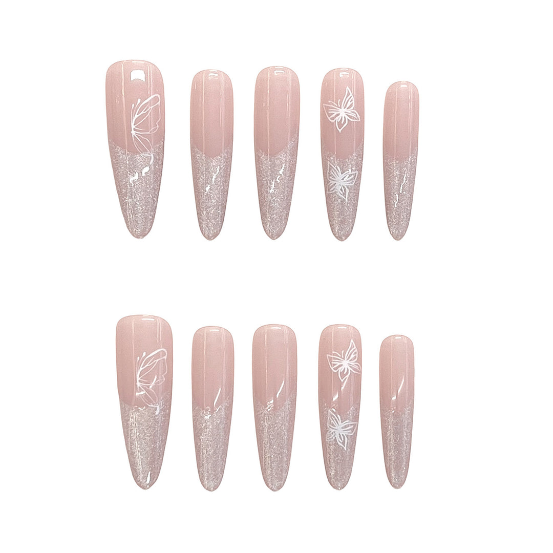 Artistic Floral Press-On Nails Bowlift