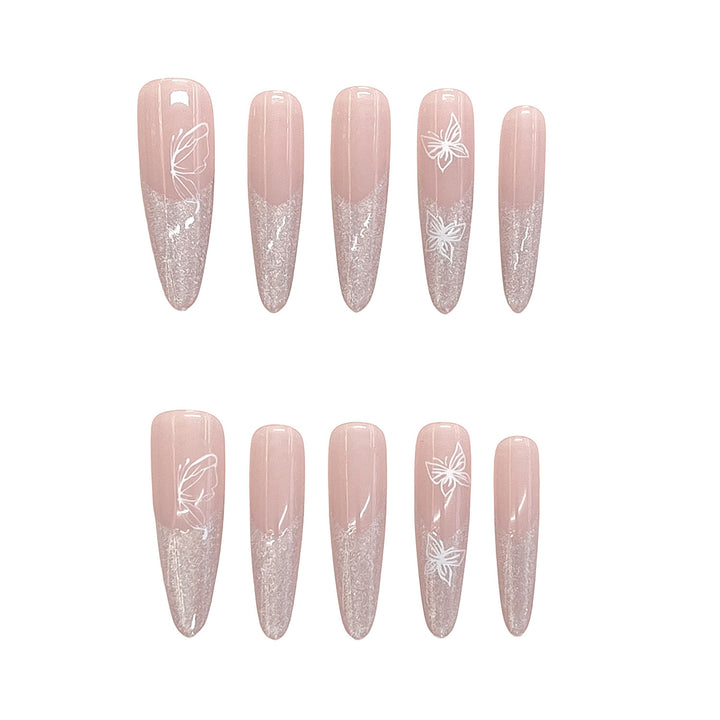 Artistic Floral Press-On Nails Bowlift