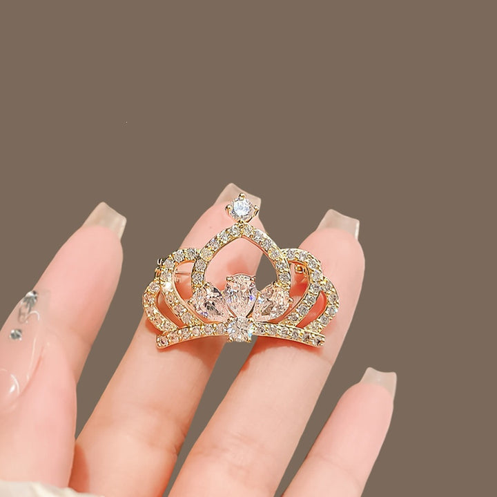 Glittering Crown Brooch Bowlift