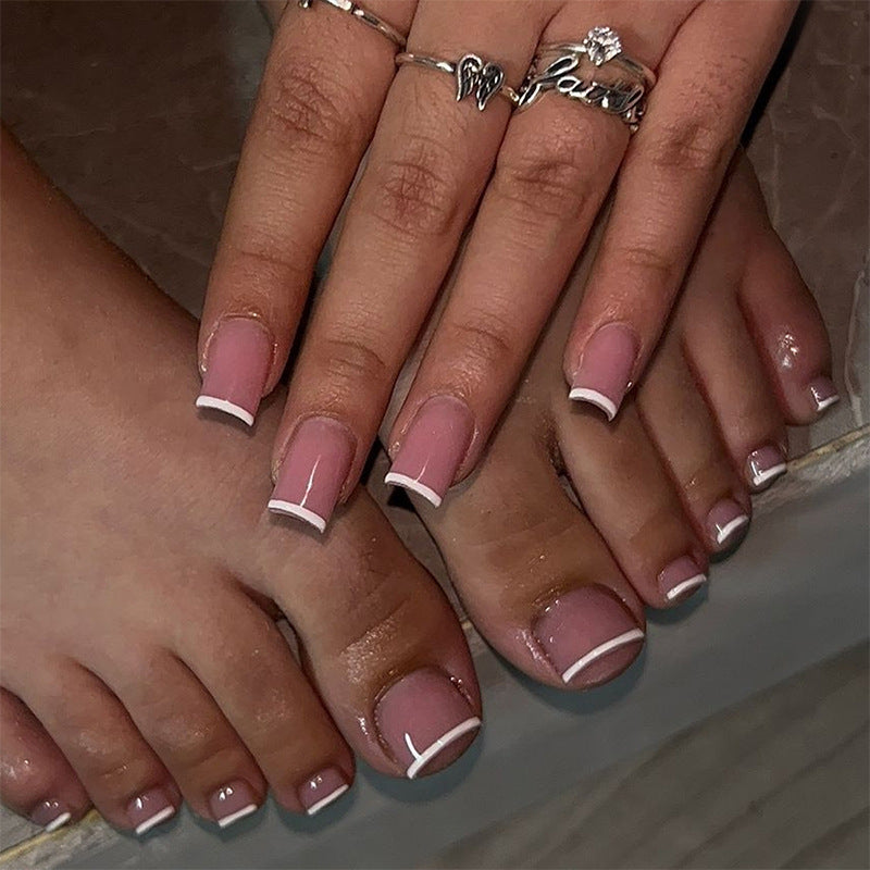 Elegant French Tip Press-On Nails Set Bowlift