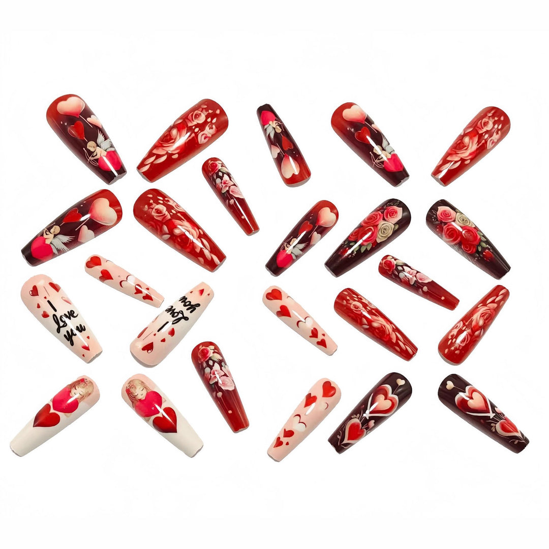 Artificial Nails in Romantic Heart Design Bowlift