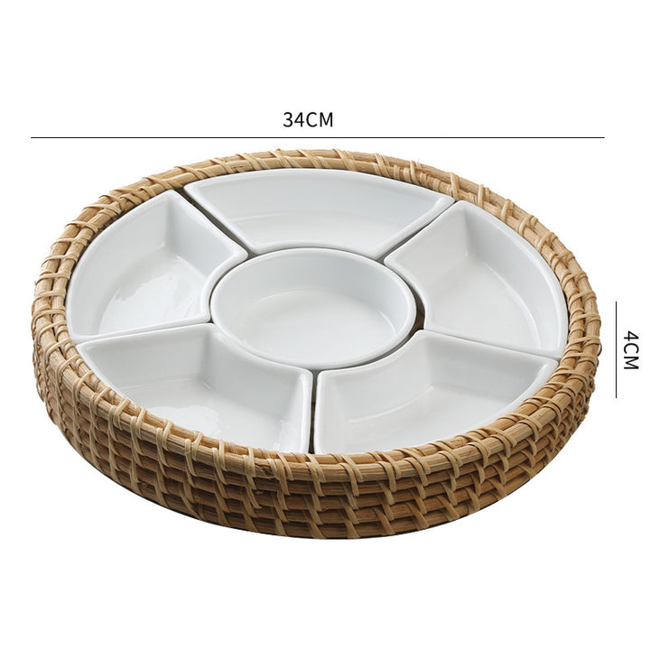 Unisex Serving Platter with Integrated Dip Bowl Set Bowlift