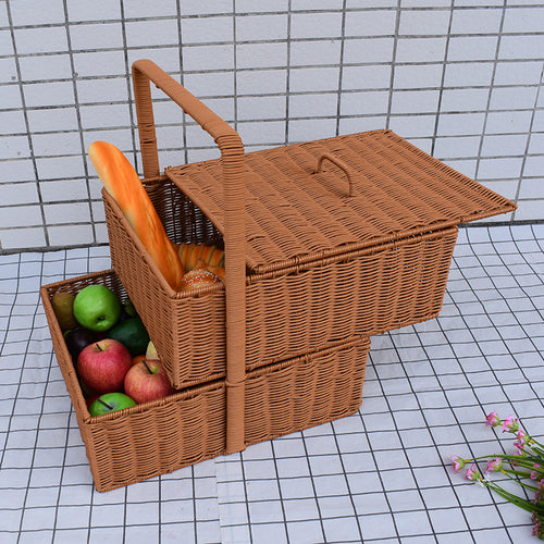 Multi-Functional Woven Storage Basket with Lid Bowlift