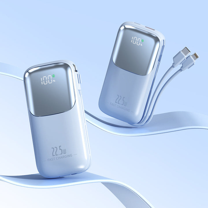 High-performance power bank with intelligent charge indicator and integrated cable Bowlift
