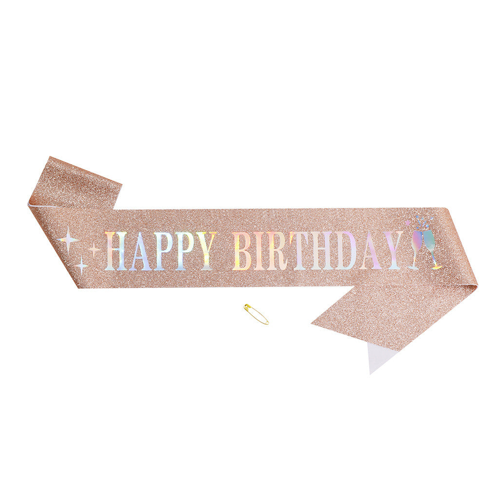 Ladies Glitter Headband with "Happy Birthday" Inscription Bowlift
