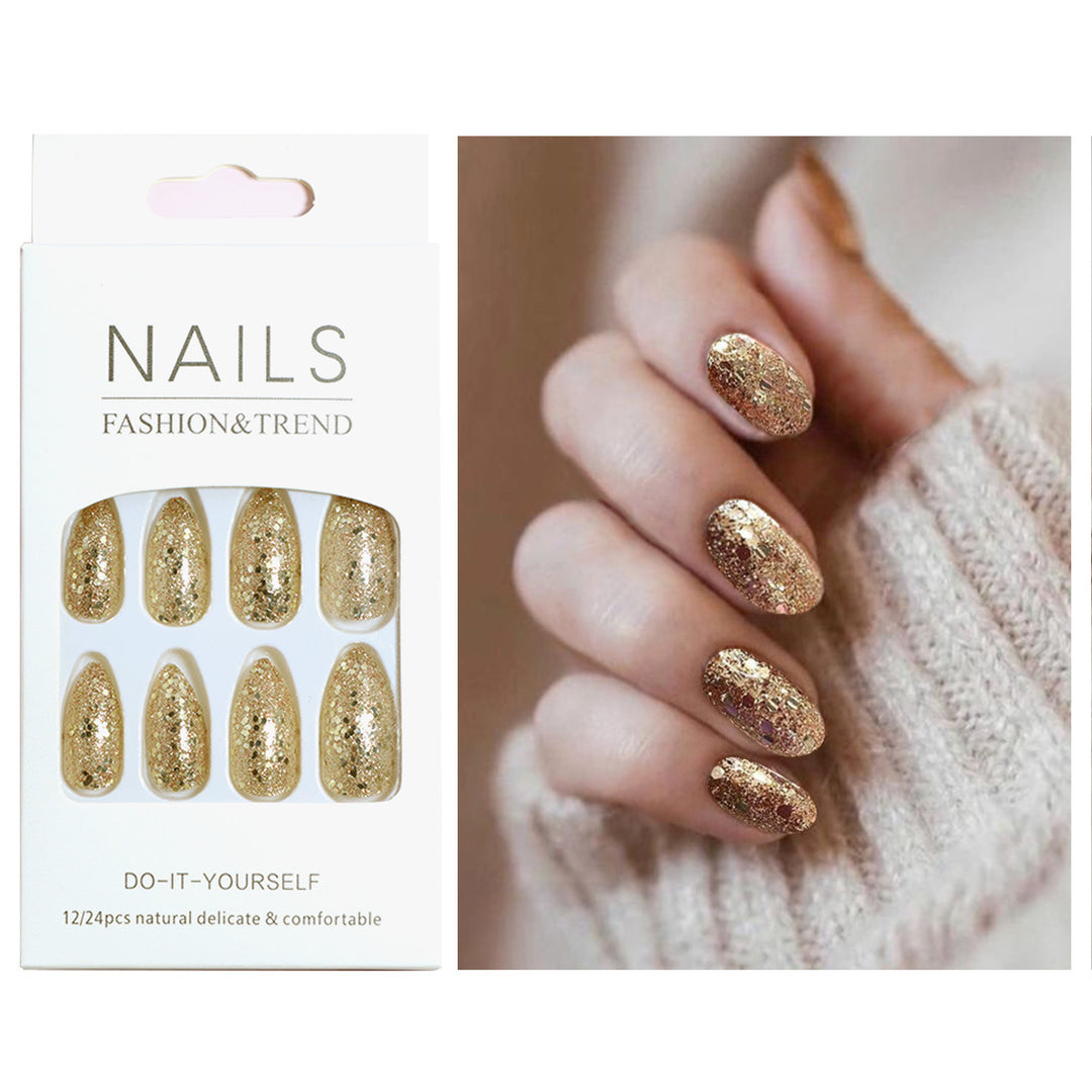 Glittering Long Stiletto Press-On Nails Bowlift