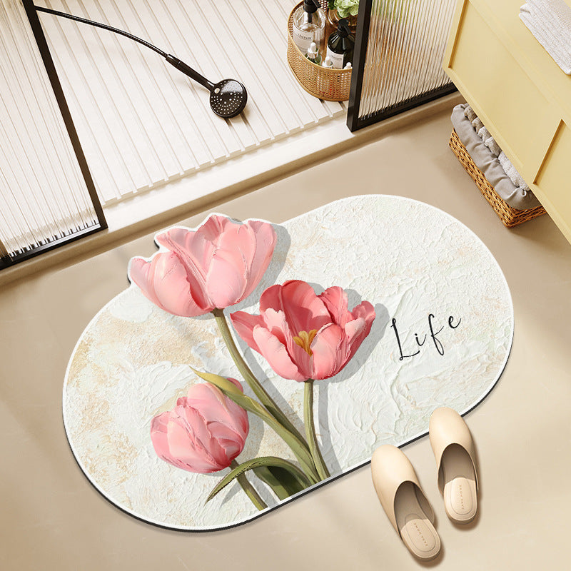 Floral-Themed Memory Foam Bath Mat
