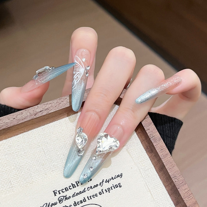 Elegant Floral Design Press-On Nail Extensions Bowlift