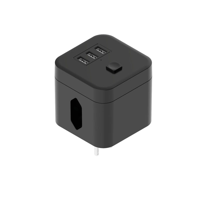 Compact Universal Travel Power Adapter with Triple USB Ports Bowlift