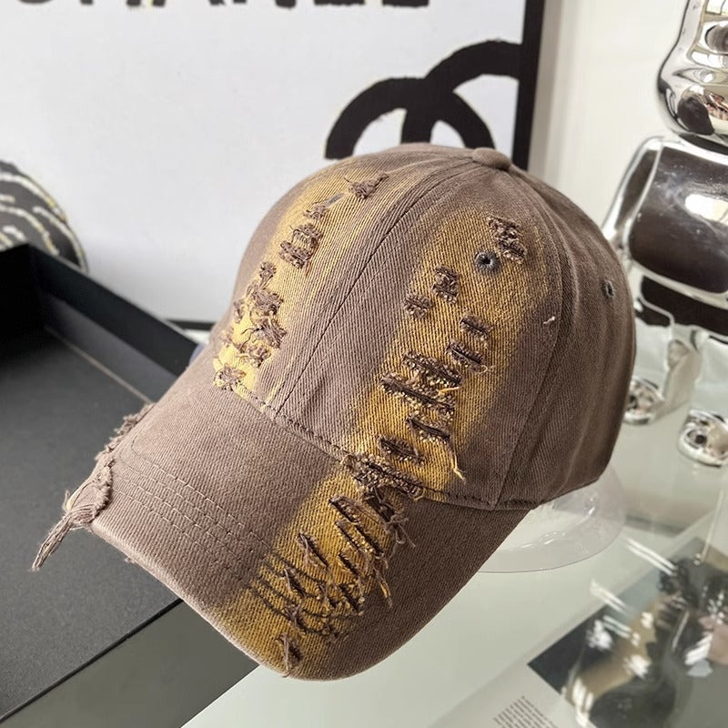 Unisex Distressed Denim Cap Bowlift