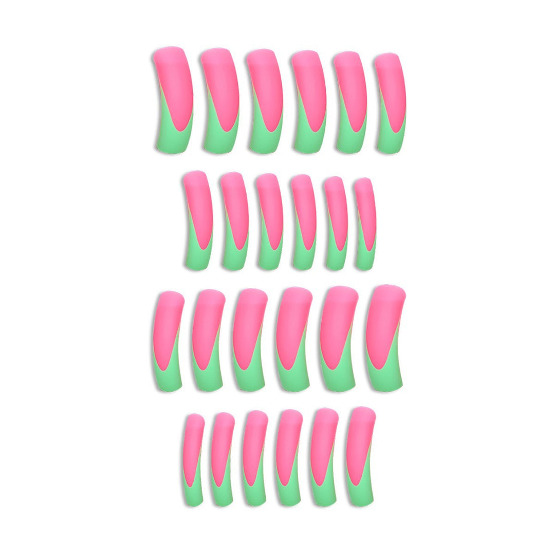 Stylish Long Press-On Nails with Artistic Ombre Design Bowlift
