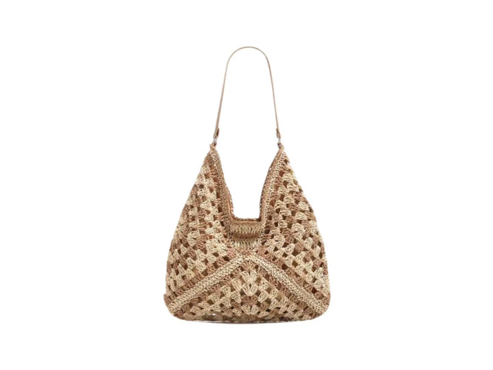 Handbag with Artistic Macrame Design and Flexible Carrying Comfort Bowlift