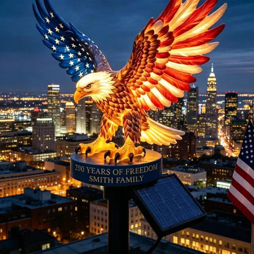 Patriotic Solar-Powered Illuminated Eagle Rooftop Statue Light Bowlift