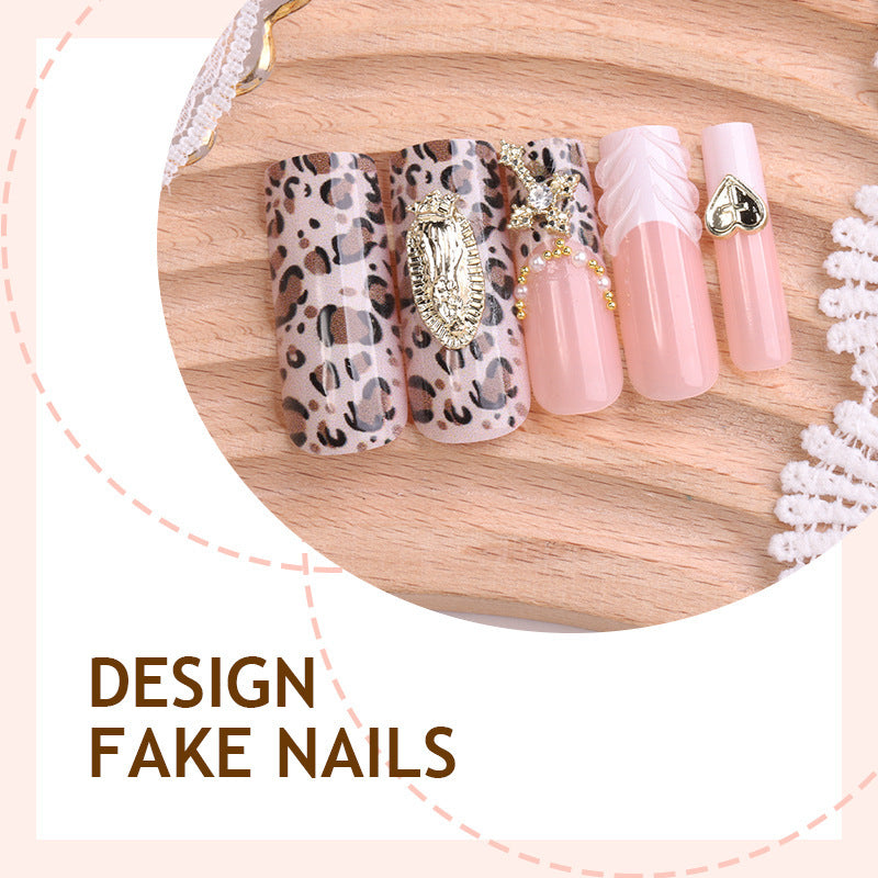Creative Nail Art Set with Leopard Design and Elegant Decorations Bowlift