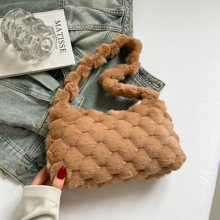 Cozy Textured Plush Handbag Bowlift
