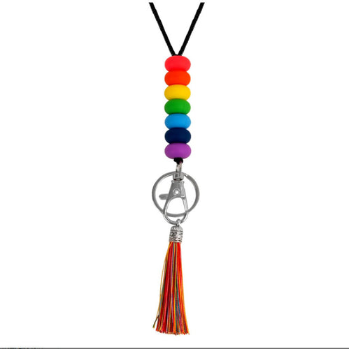 Colorful Beaded Keychain Lanyard with Tassel Bowlift