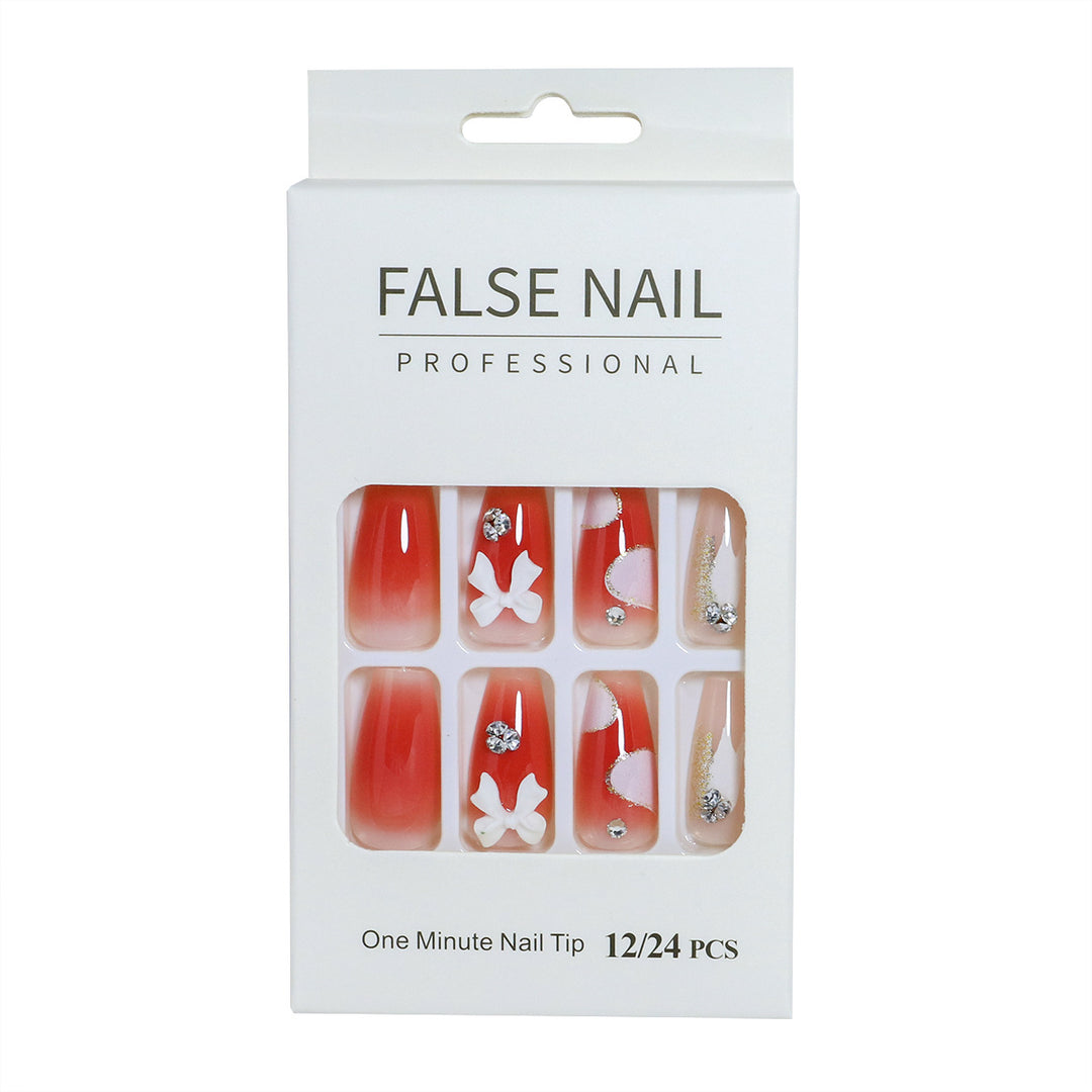 Decorative Press-On Nail Set with 3D Accents Bowlift