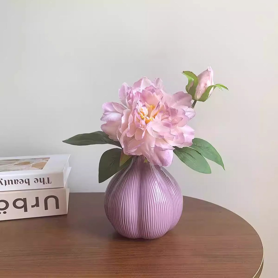 Decorative Ribbed Ceramic Art Vase