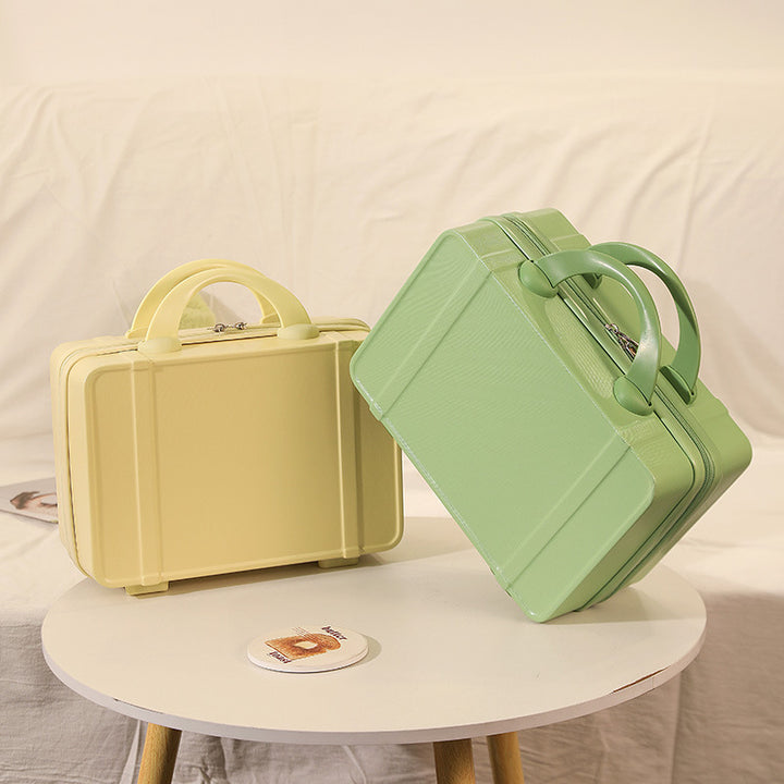 structured hard-shell vanity travel case with dual top handles and lockable zipper Bowlift