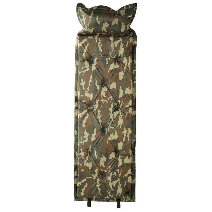 tufted insulated roll-out camping sleep mat with integrated pillow and modular snap connectors Bowlift
