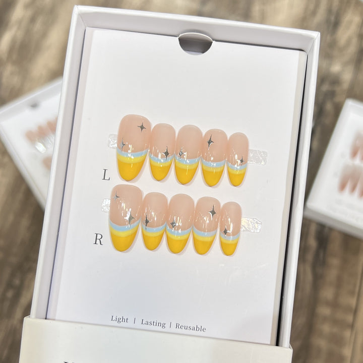 Stylish Press-On Nail Set with Unique Colorful Design Bowlift