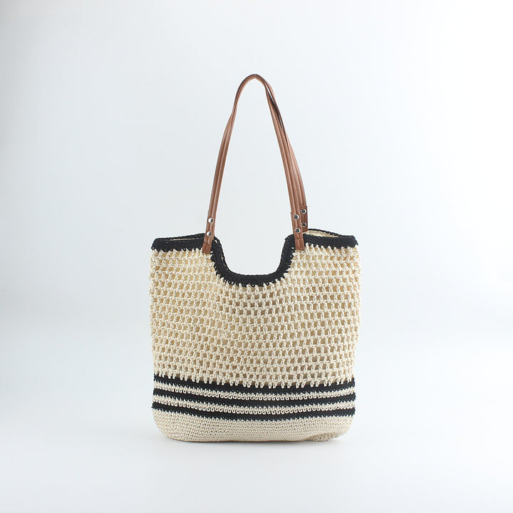 Handcrafted designer beach bag with sturdy leather handles Bowlift