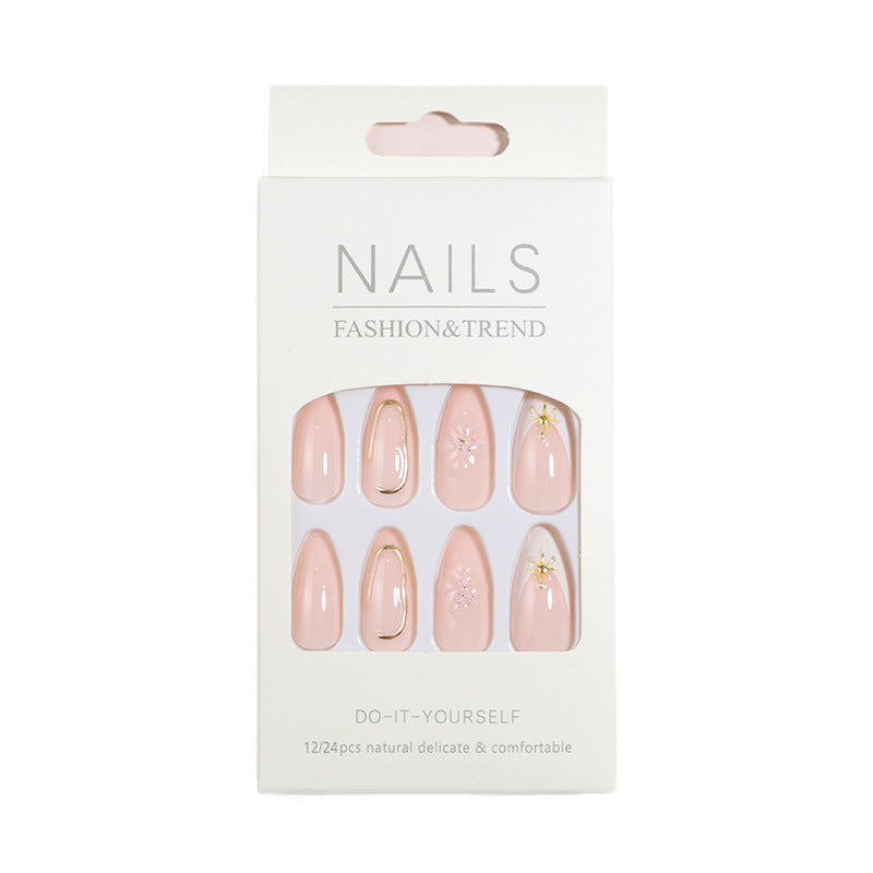 Decorative Press-On Nail Set with Star Accents Bowlift