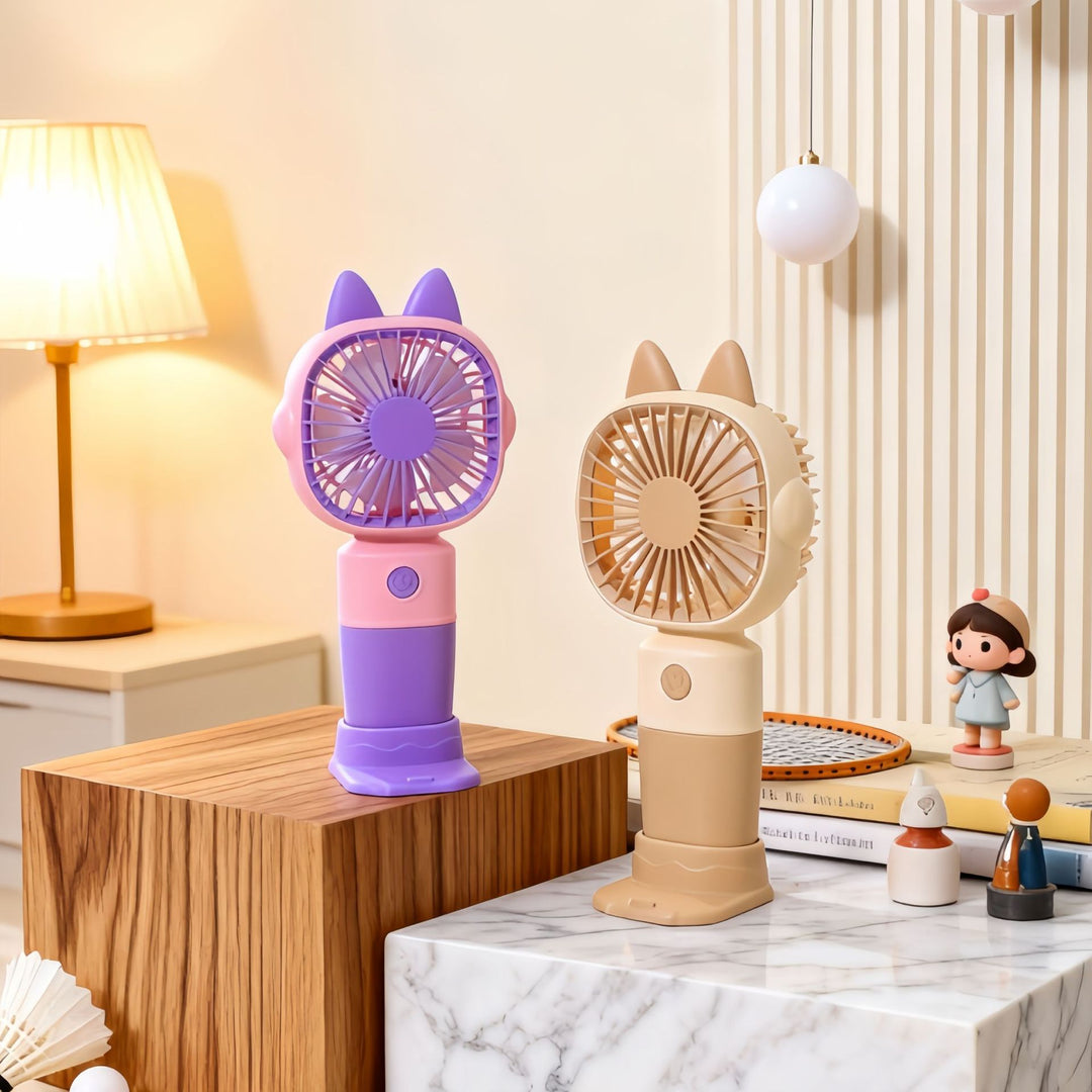 Ladies Portable Hand Fan with Cute Rabbit Design Bowlift
