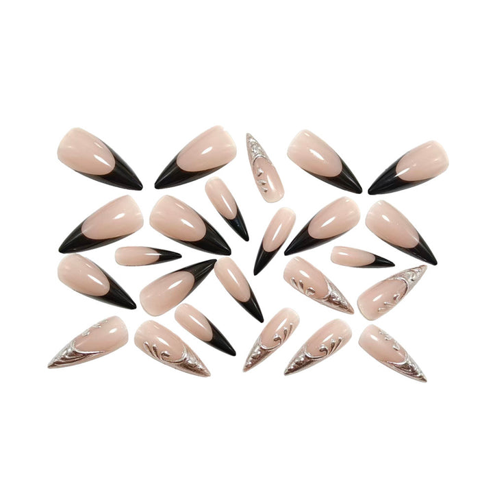 Elegant artificial nails with metallic accents Bowlift