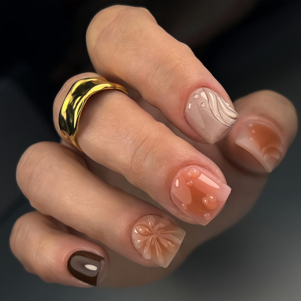 Artificial Nail Set with Beautiful 3D Flower Design Bowlift