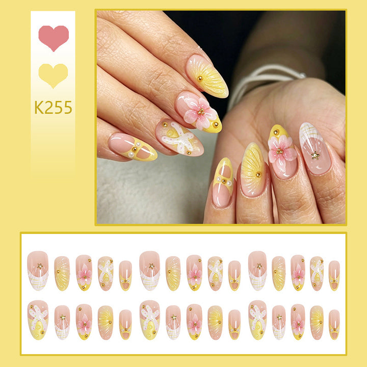 Artificial nails with floral glitter pattern Bowlift