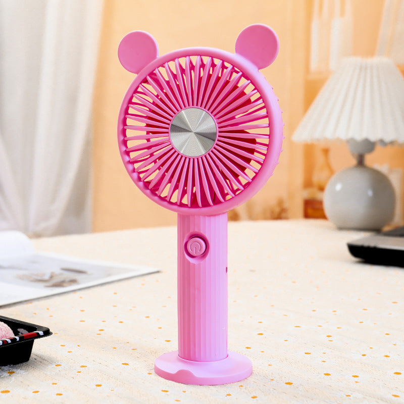 Women's Portable Hand Fan with Animal Ears Bowlift