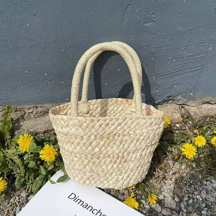 Handcrafted basket bag with double handles Bowlift