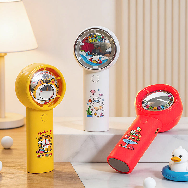 Ladies Portable Hand Fan with Cute Animal Design Bowlift