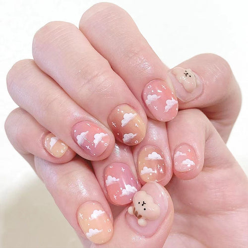 Artificial nail art with cloud design Bowlift