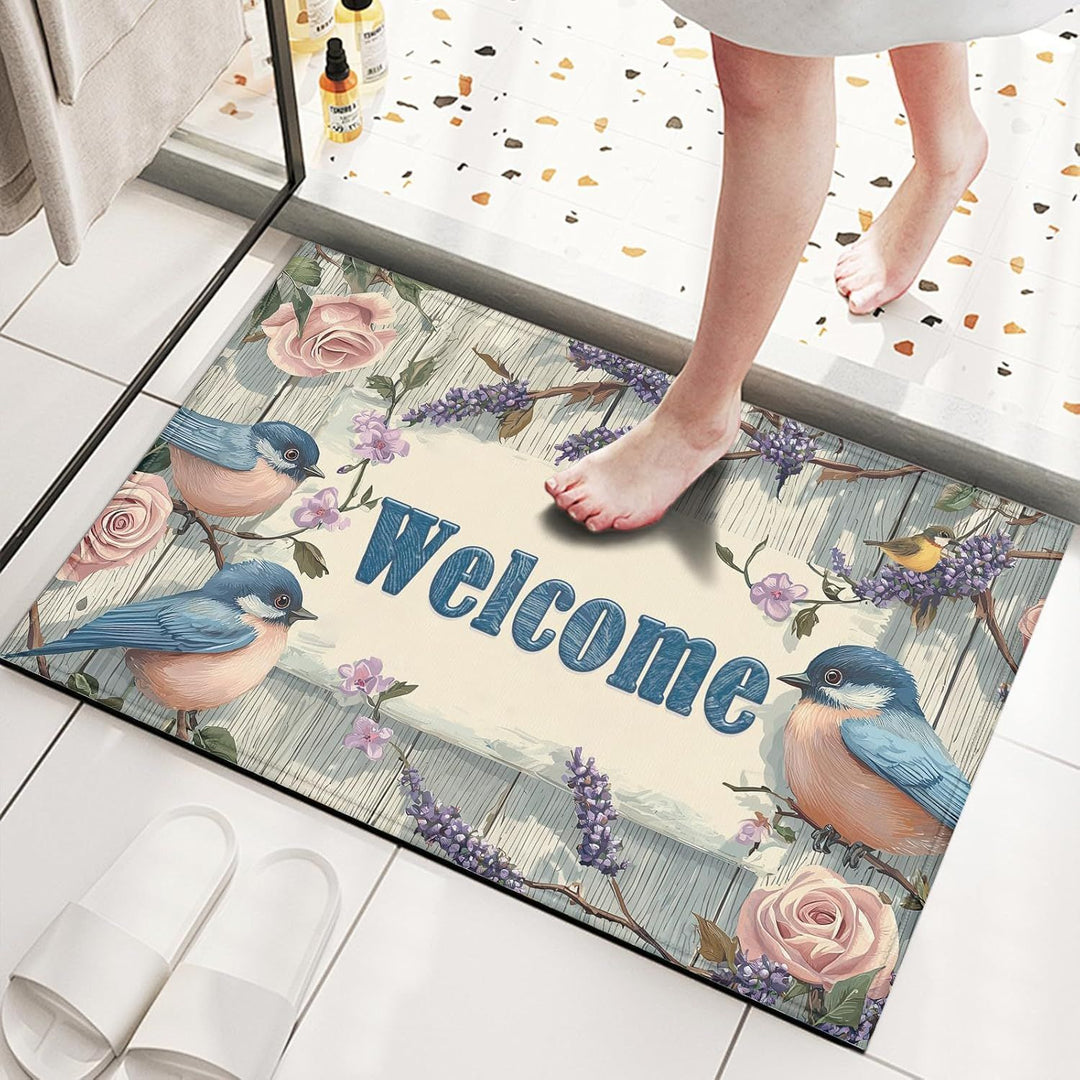 Charming Floral Welcome Mat