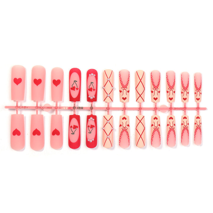 Heart-Themed Press-On Nail Art Set Bowlift