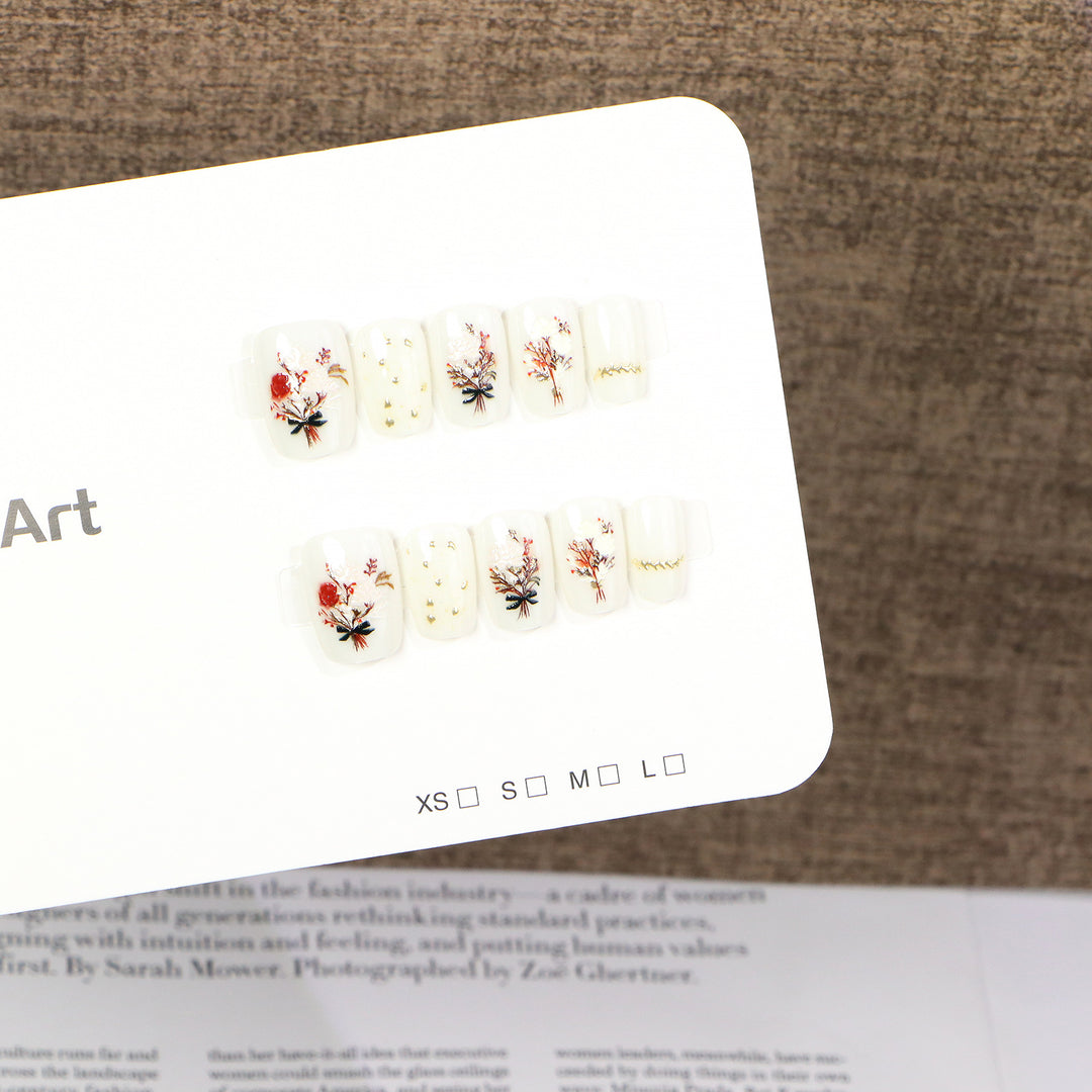 Floral Decorative Press-On Nail Art Set Bowlift