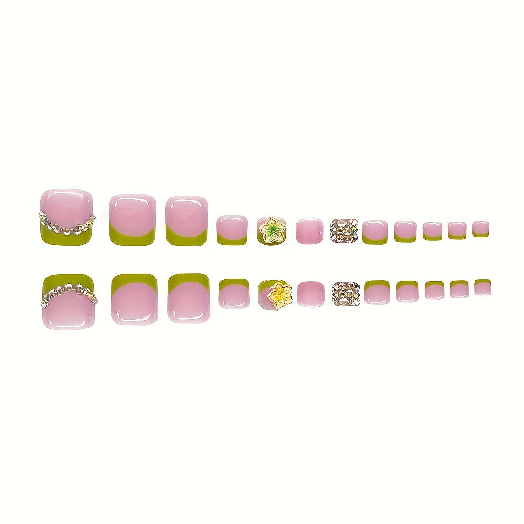 Artistic Floral Press-On Nail Set Bowlift