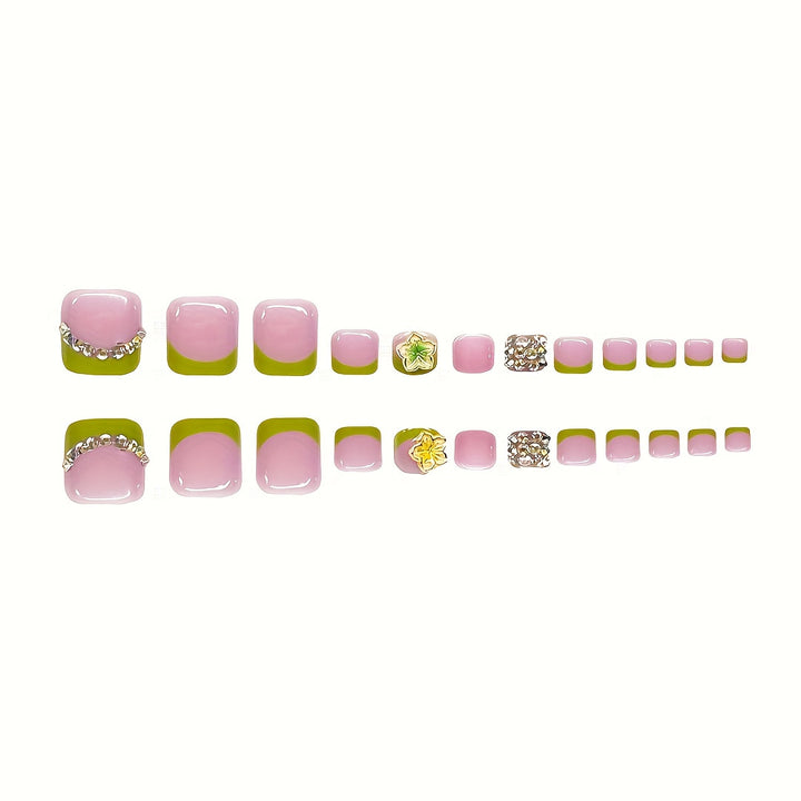 Artistic Floral Press-On Nail Set Bowlift