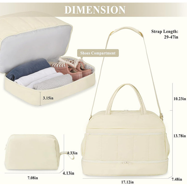 Multifunctional Travel Bag with Removable Cosmetic Bag Bowlift