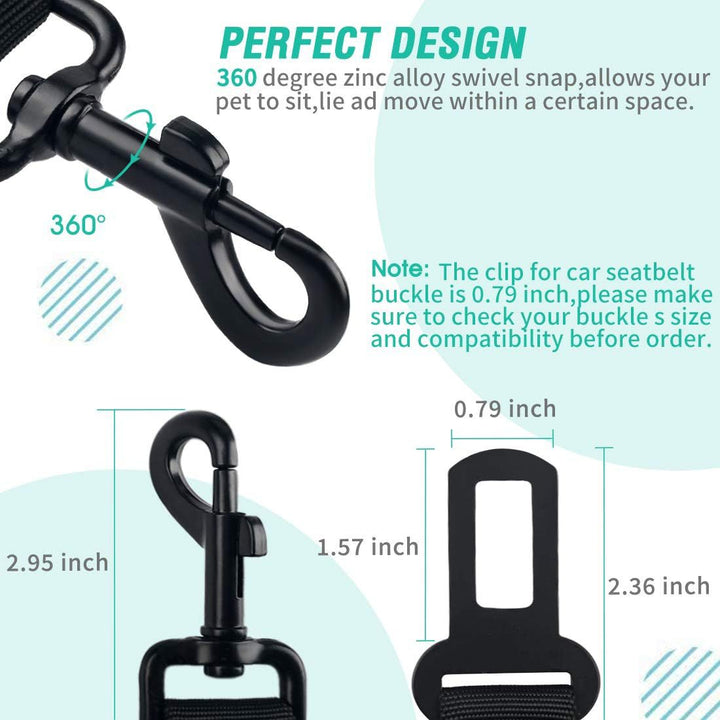 Adjustable elastic dual dog car seat tether with seatbelt buckle plugs Bowlift