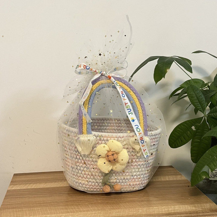 Women's handmade basket bag with color-coordinated handle accents Bowlift