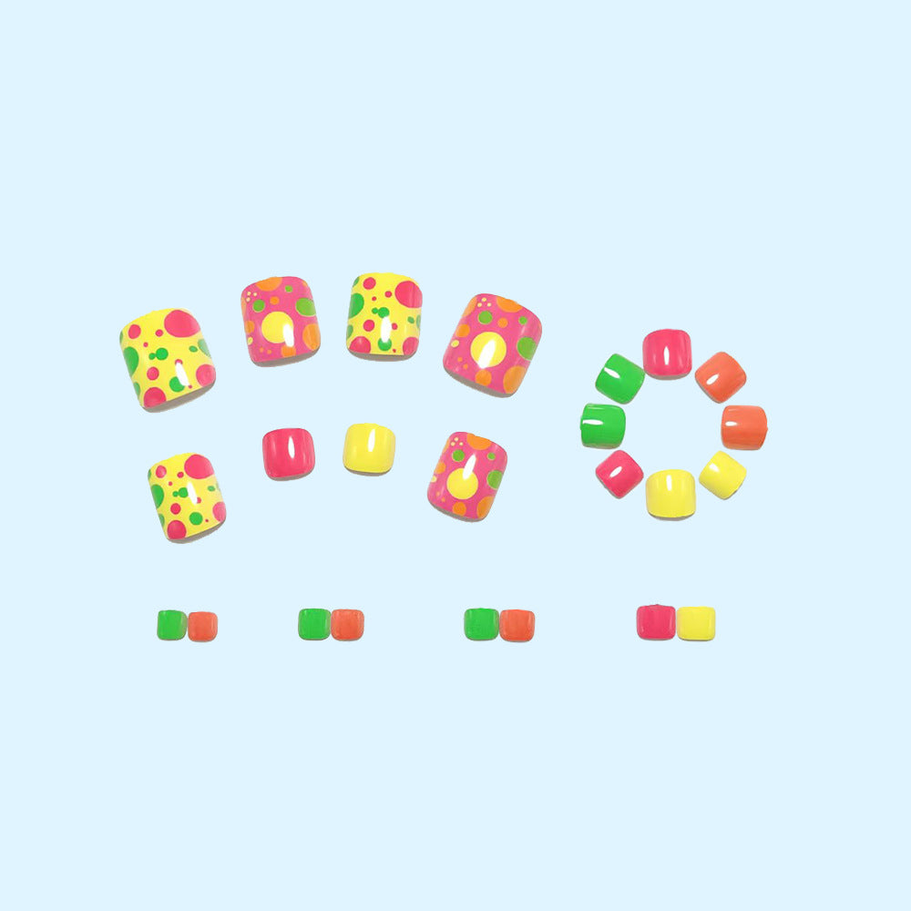 Creative Foot Art Nails with Colorful Dot Design Bowlift