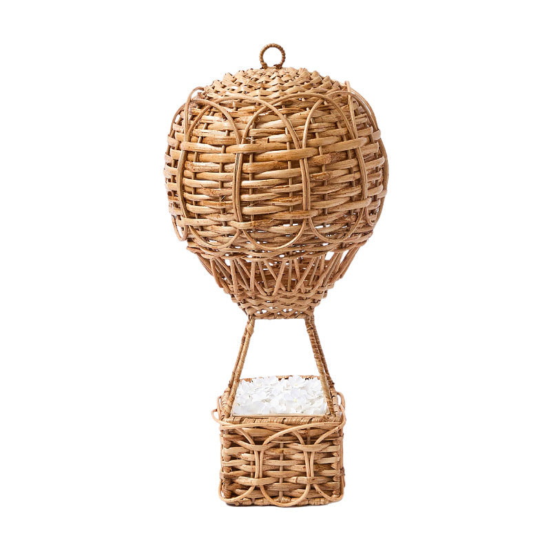 Handwoven storage basket in hot air balloon design Bowlift