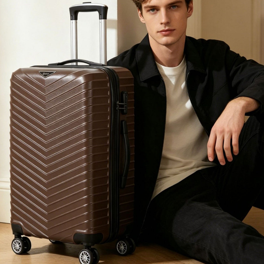 Unisex Chevron Patterned Hard Shell Travel Suitcase Bowlift