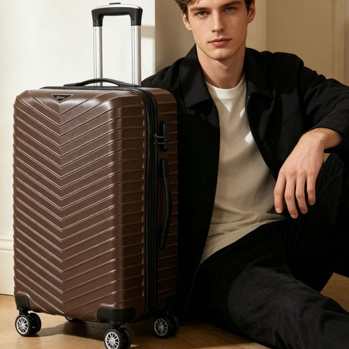 Unisex Chevron Patterned Hard Shell Travel Suitcase Bowlift