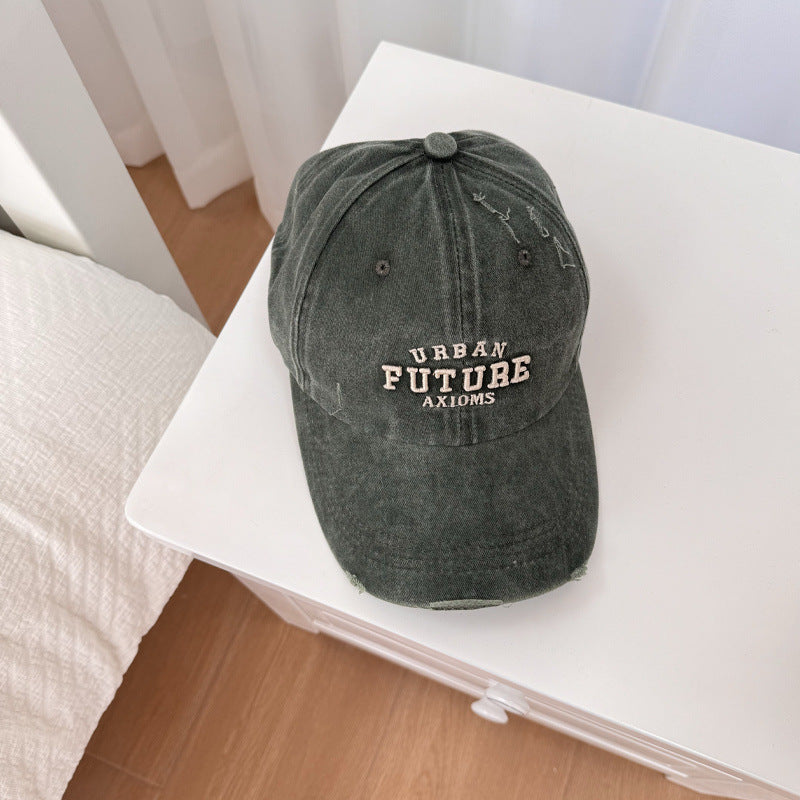 Men's Distressed Cotton Adjustable Baseball Cap Bowlift