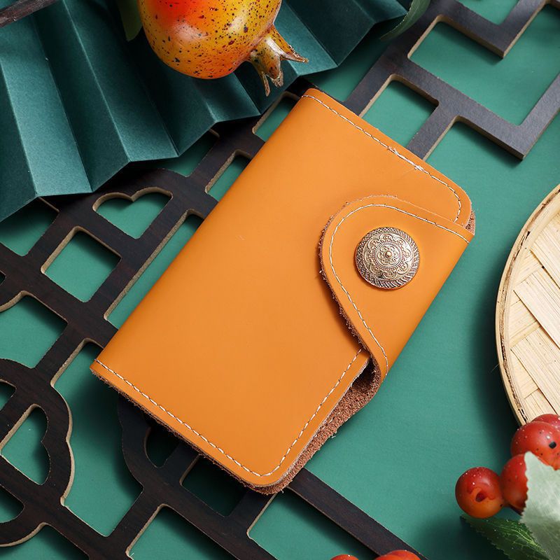 Luxury Leather Snap Closure Card Holder Bowlift