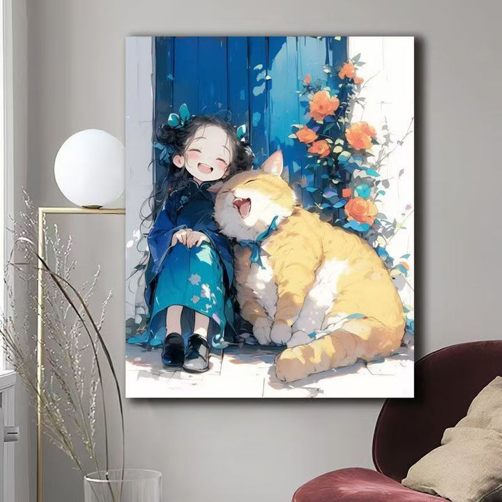Illustrated Cat-Themed Wall Art Bowlift